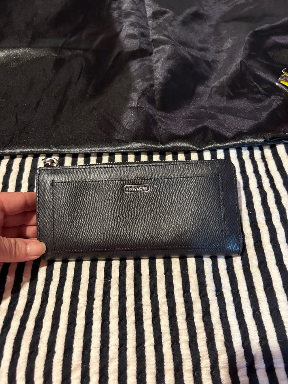 Coach Black Men's Zip-Around Leather Wallet